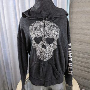2010 Vintage HTF VS PINK Rare Skull Hoodie Full Zip Medium MISSING DRAWSTRING